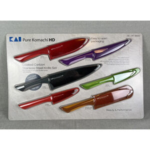 Pure Komachi HD - 6 Coated Carbon Stainless Steel Knives with Matching Sheaths
